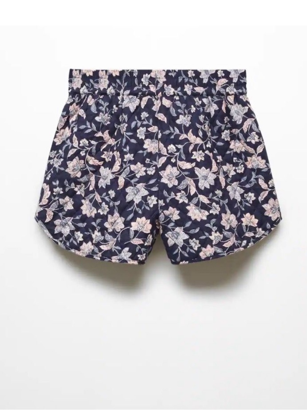 Mango Navy Floral Quilted Shorts with Pink and Cream Blooms